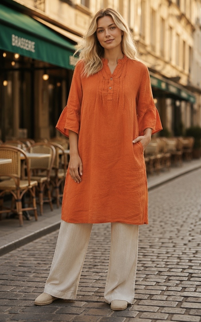 Wilda linnendress - Orange