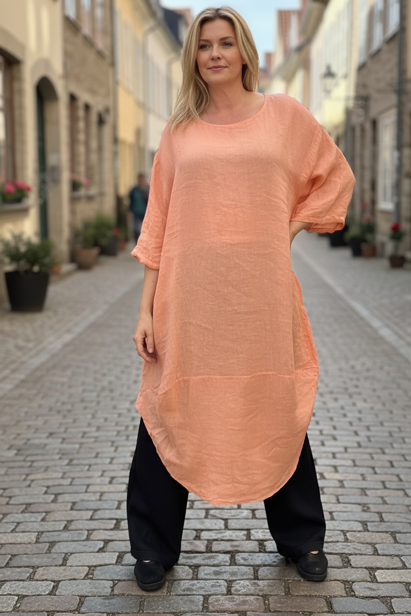 Andrea linendress - Light coral