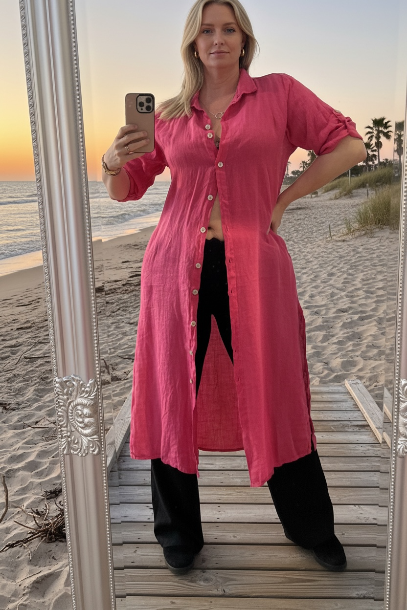 Diza linendress Cerise dubbelstorlekar - Bild 2