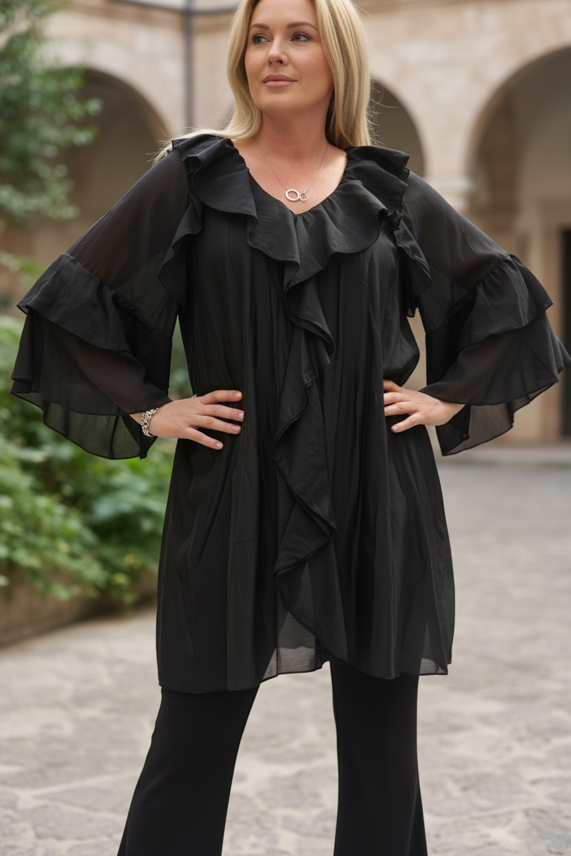 Jasmine dress inkl bälte - Black