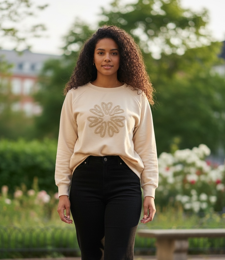 -NYHET JÖRLEVIK- Collage sweater - BEIGE